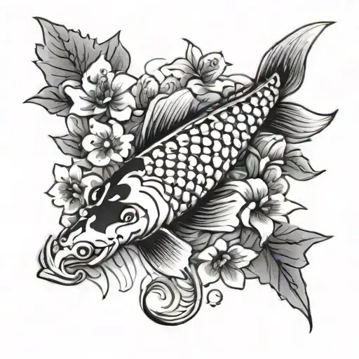 Koi Fish Cherry Blossoms
