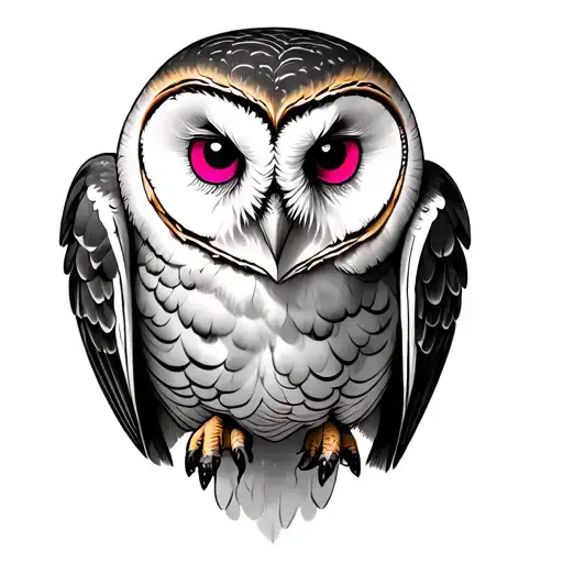Nodic Style Barn Owl With Pink Eyes