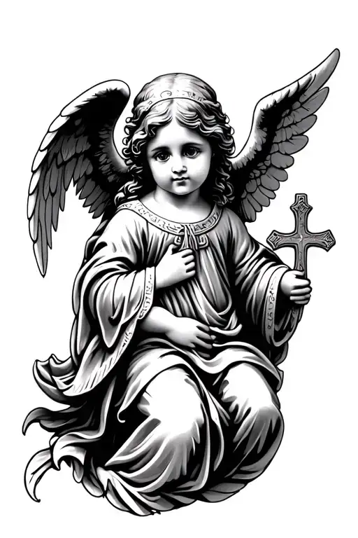 Little Angel With A Cross And A Quote
