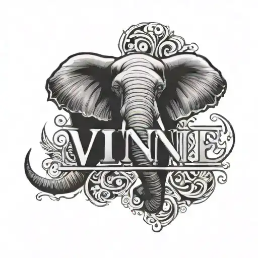 The Name Vinnie Spelled Using An Elephant