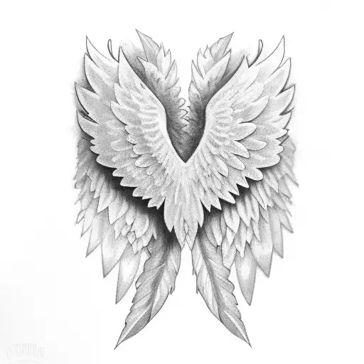 Angel Wings For Back With Feathers And Leaves