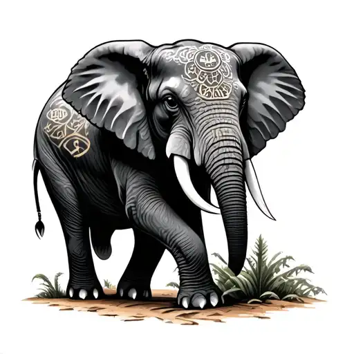 Oblast Of An Elephant With Symbols