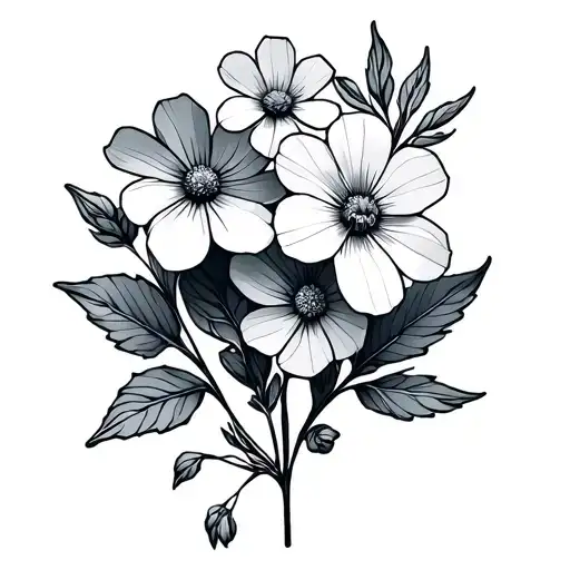 Best Friends From Alaska Two Forget Me Not Flowers With Geometric Aspect