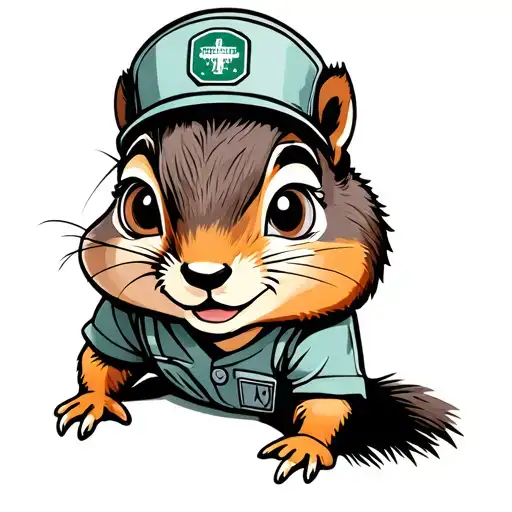 Cartoon Female Chipmunk Wearing Nursing Scrubs At Fort Bragg