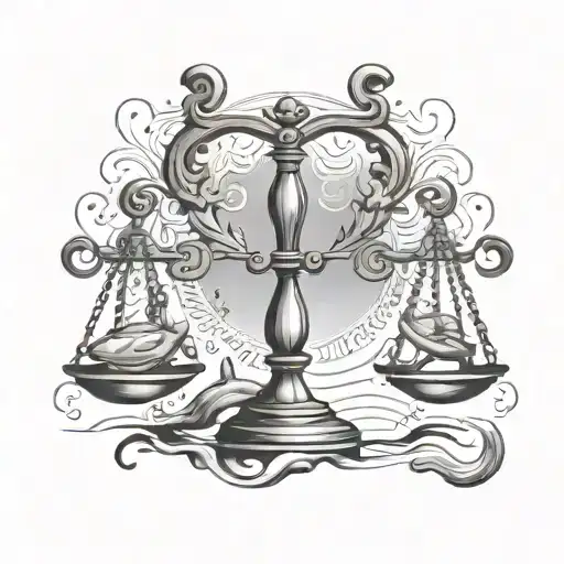 Libra Scale With Pisces Fish