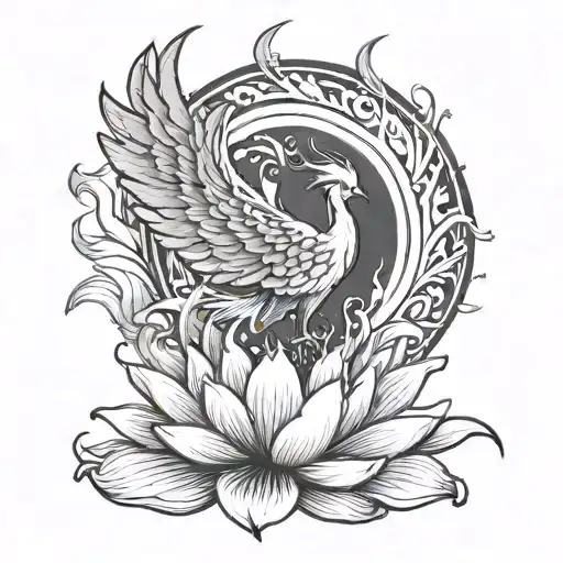 Phoenix Emerging From A Lotus Leaf
