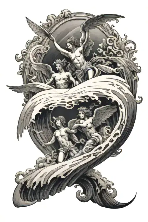 Angels Over The Ocean Wave Crashing