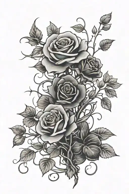 Rose And Clover With Roots Growing