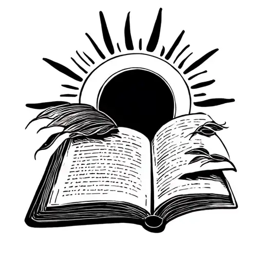 Minimalistic Open Book With A Sun Comming Out Of It