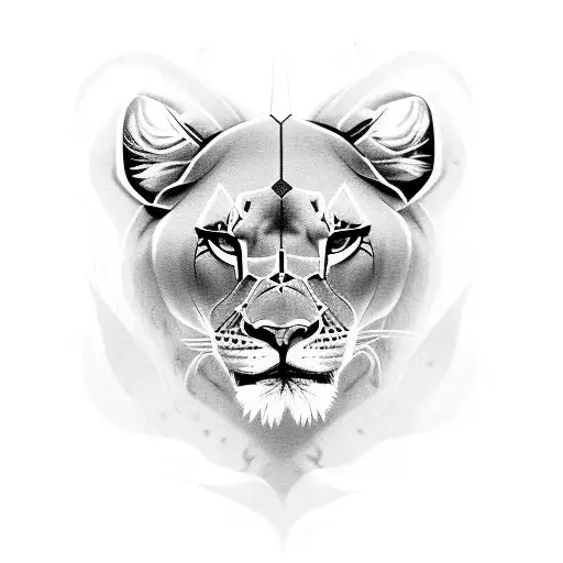 Fierce Lioness In An Egyptian Style