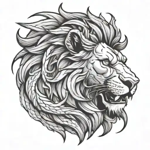 Lion Head With Dragon