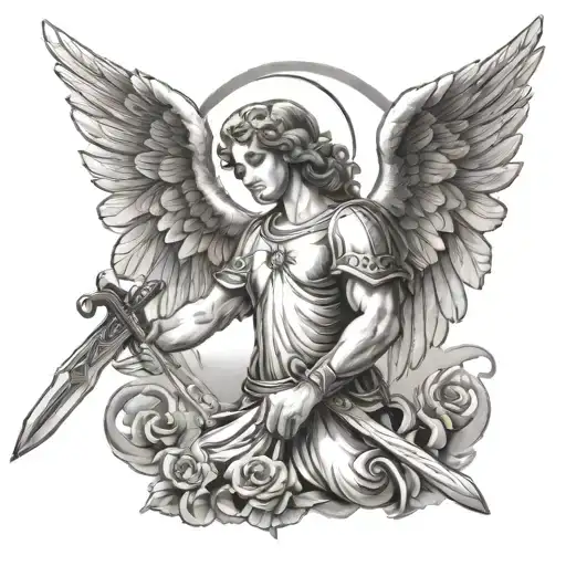 Guardian Angel With Sword Surrounded