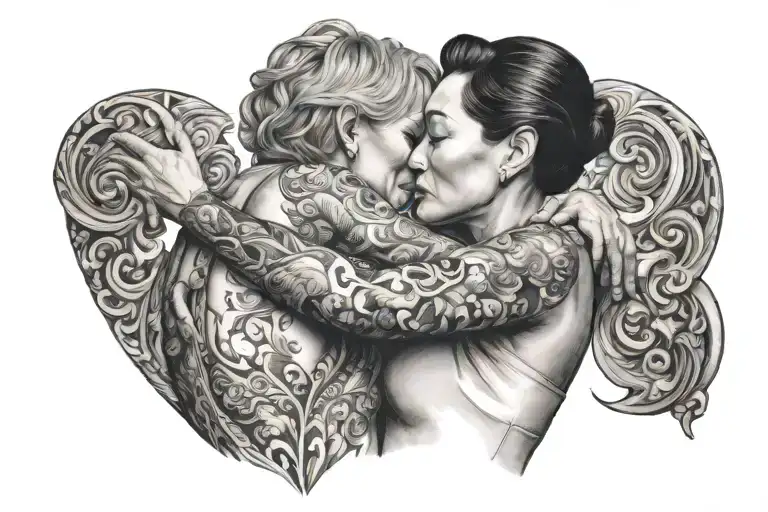 Me Love Mother Embracing Her