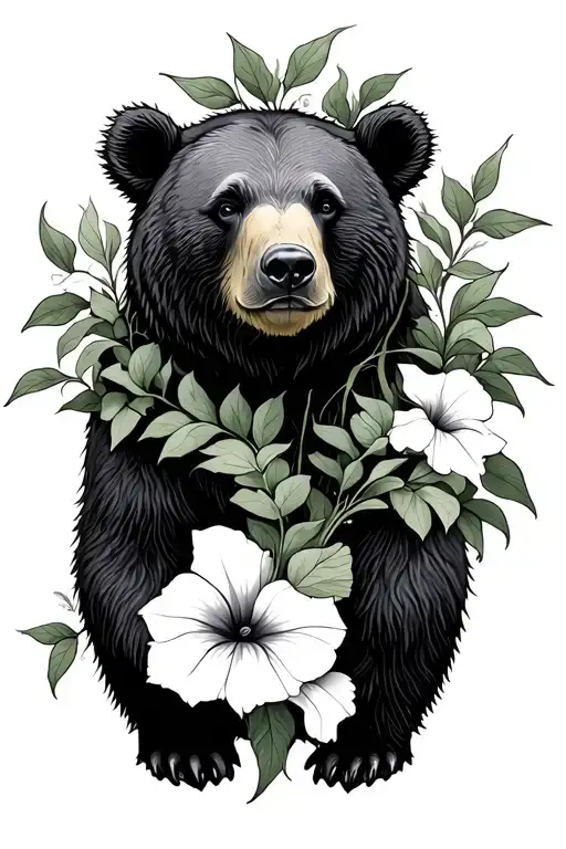 Bear With Morning Glory Vine