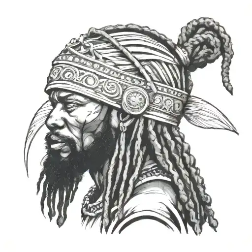 African Warrior With Long Beard And Dreads