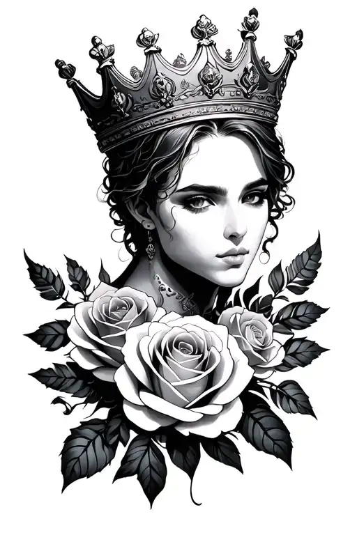 Leao With Rosas And Crown