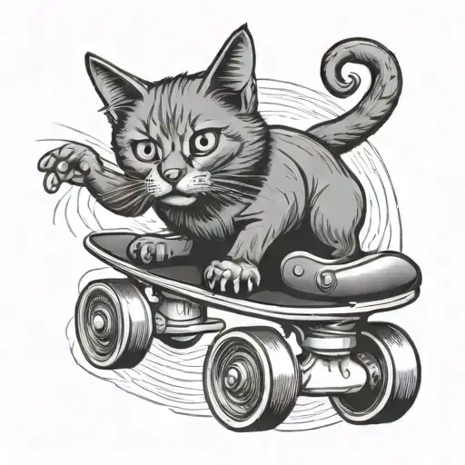 Roller Skate Black Cat Wearing