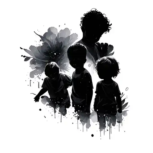 Simple Silhouette Of Kids With Masculine Design