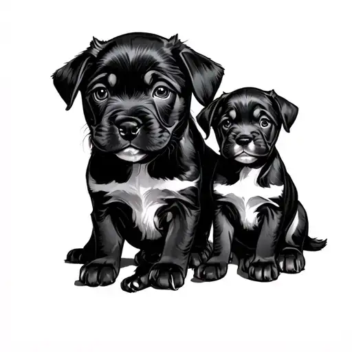 Leon With Puppies And A Preto Com Spartan