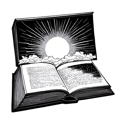Minimalistic Open Book With A Sun Comming Out Of It