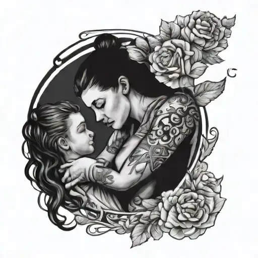 Strong Protective Woman Making A Pact With A Female Child