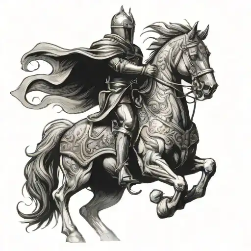 Knight Riding A Horse With Demons