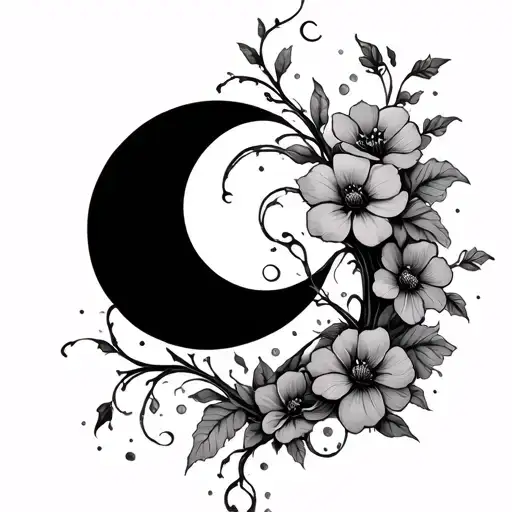 Tendrils With Flowers And Moon