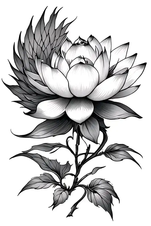Lotus Flower With A Phenix