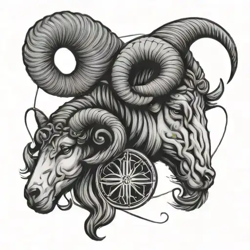 Aries Zodiac Sign Intertwined With Gemini Symbol