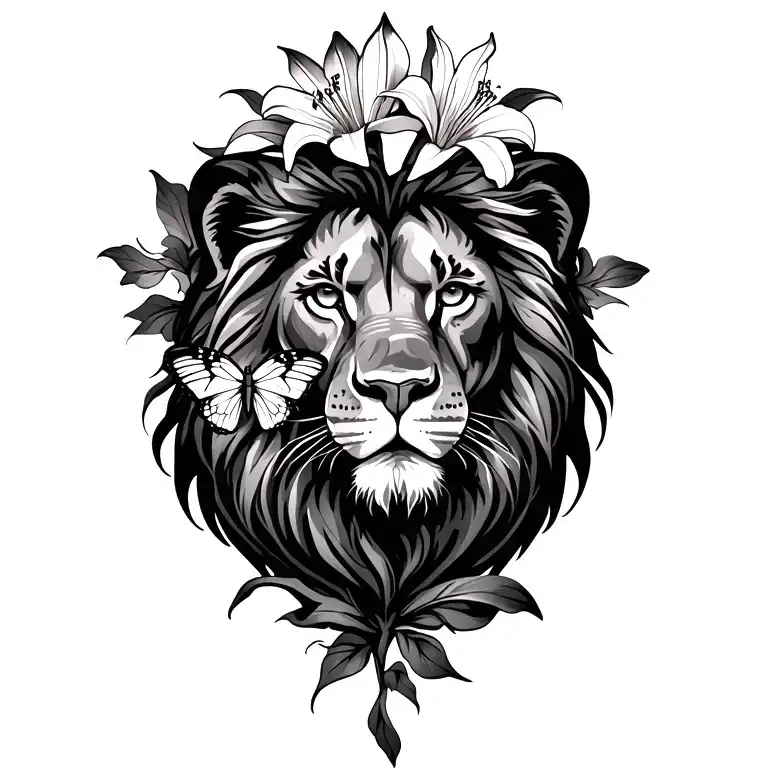 Lion Fleur De Lily And Butterfly