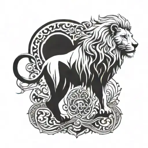 White Lion Muslim Arm Tattoo With Islamic Symbol