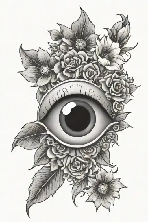 Evil Eye With Flowers And A Name Written