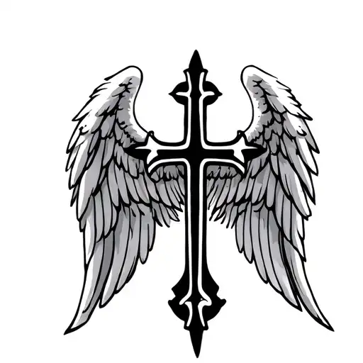 Angel Wing With Cross Of Life