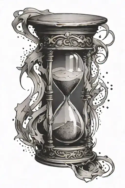 Hourglass Broken Bottom Half With Stars Coming Out Of It