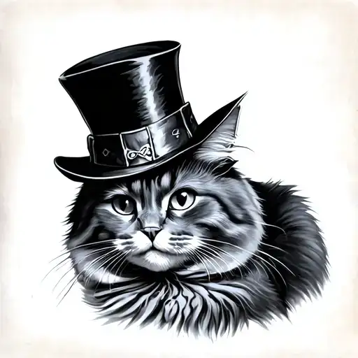 Mickey O'neill Snatch Cat In Top Hat Tattoo Design