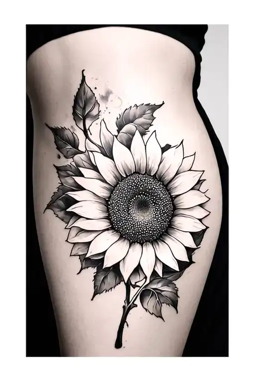 Sunflower On Thigh That Wraps Around The Leg