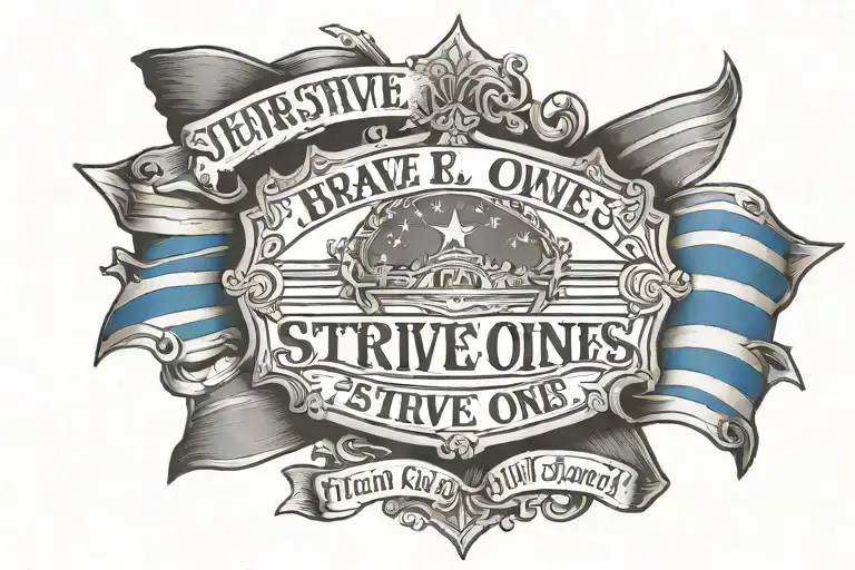 Thin Blue Line With Words The Brave Ones Who Strive