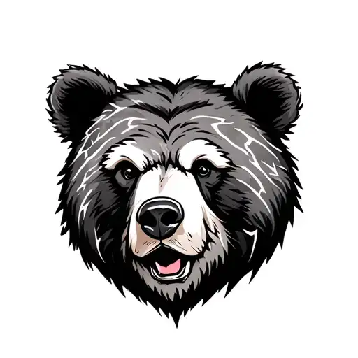 Unique Bear Tattoo With Thunder