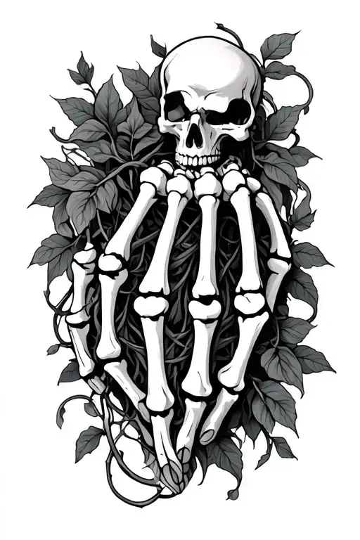 Skeleton Hand With Vines Intertwined