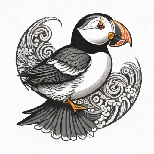 Puffin In A Nordic Symbol Style