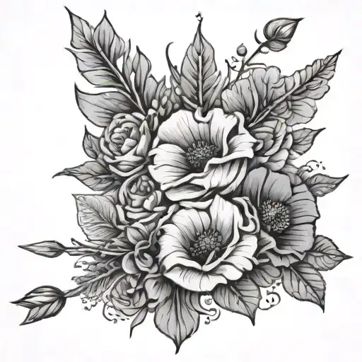 Arrow With Morning Glory And Poppy Flowers Intertwined