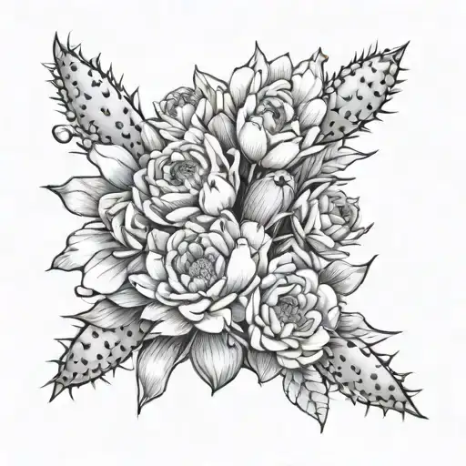 Cactus With Flowers Surrounding