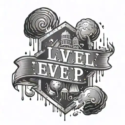 The Word 'Level Up' Surrounded By Rain Falling