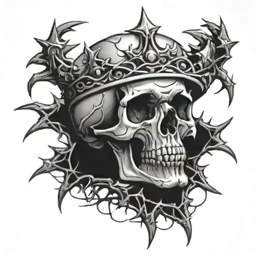 Praying Skull In A Crown Of Thorns