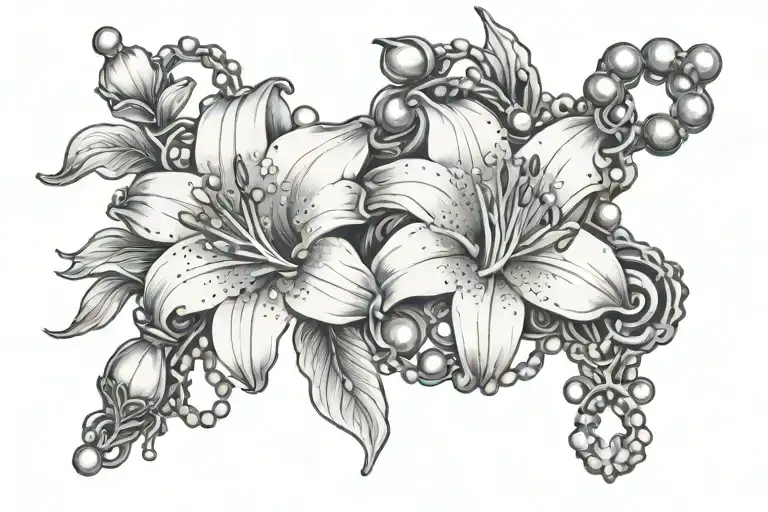 Lilly Flower With A Rosary Wrapped