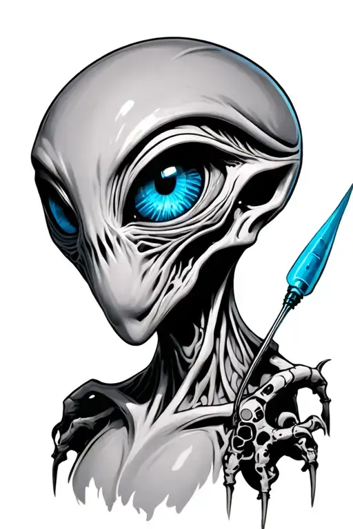 Blue Eyed Alien With Anal Probe