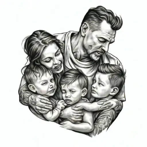 Tattoo Of A Dad With His Son And Daughter With