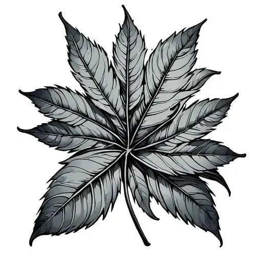 One Monsters Keaf Fine Line Without Shadow Just Fine Line On Leaf Only