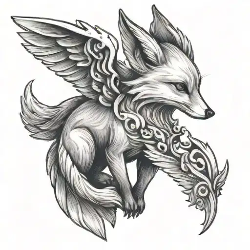 Small Fox With Angel Wings Holding