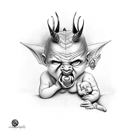 Satan With Baby Crawling Out Of His Mouth